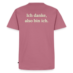 Design T-Shirt „Ich danke, also bin ich“ für Herren aus Bio-Baumwolle, Farbe: rosa – Dankfabrik.
