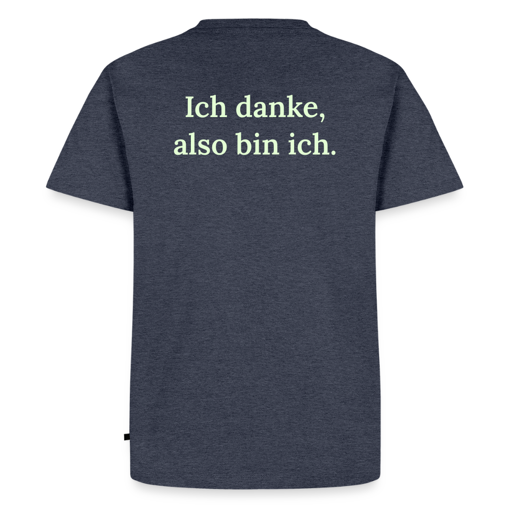 Design T-Shirt „Ich danke, also bin ich“ für Herren aus Bio-Baumwolle, Farbe: blau – Dankfabrik.