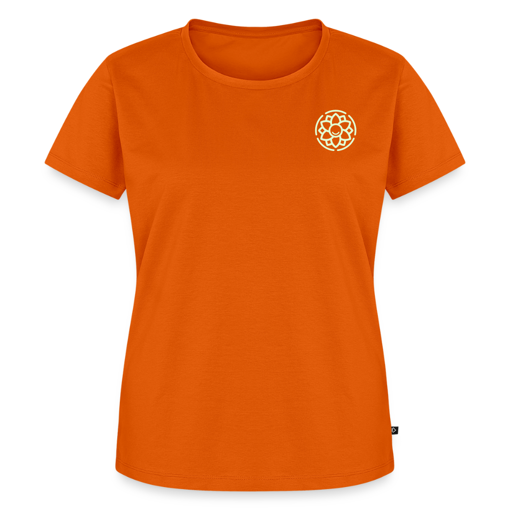 Design T-Shirt „Ich danke, also bin ich“ für Damen aus Bio-Baumwolle, Farbe: orange – Dankfabrik.