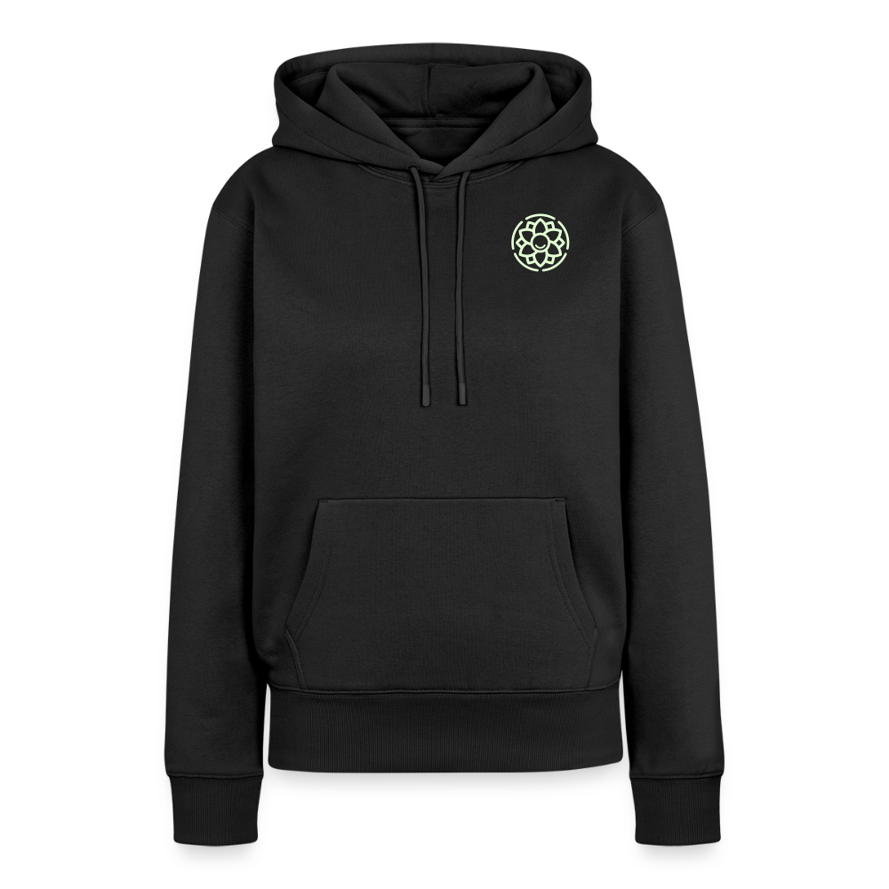 Design-Hoodie „Eat. Sleep. Thank. Repeat.“ für Damen aus Bio-Baumwolle, Farbe: schwarz - Dankfabrik.