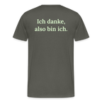 Design T-Shirt „Ich danke, also bin ich“ für Herren aus Bio-Baumwolle, Farbe: grau – Dankfabrik.