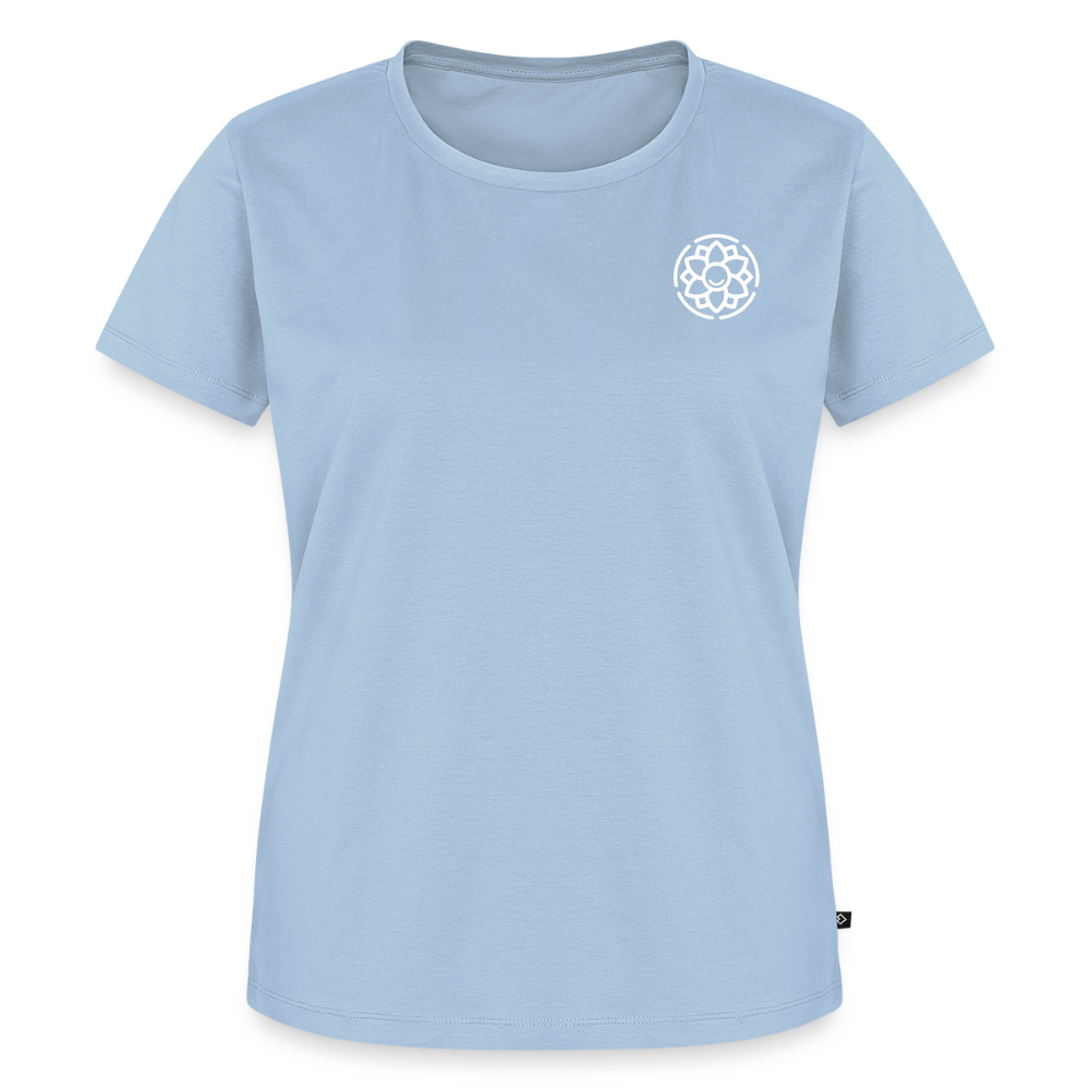 Design T-Shirt „Dankbarkeit“ für Damen aus Bio-Baumwolle, Farbe: hellblau – Dankfabrik.