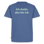 Design T-Shirt „Ich danke, also bin ich“ für Herren aus Bio-Baumwolle, Farbe: blau – Dankfabrik.