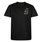 Design T-Shirt „Eat. Sleep. Thank. Repeat.“ für Herren aus Bio-Baumwolle, Farbe: schwarz - Dankfabrik.
