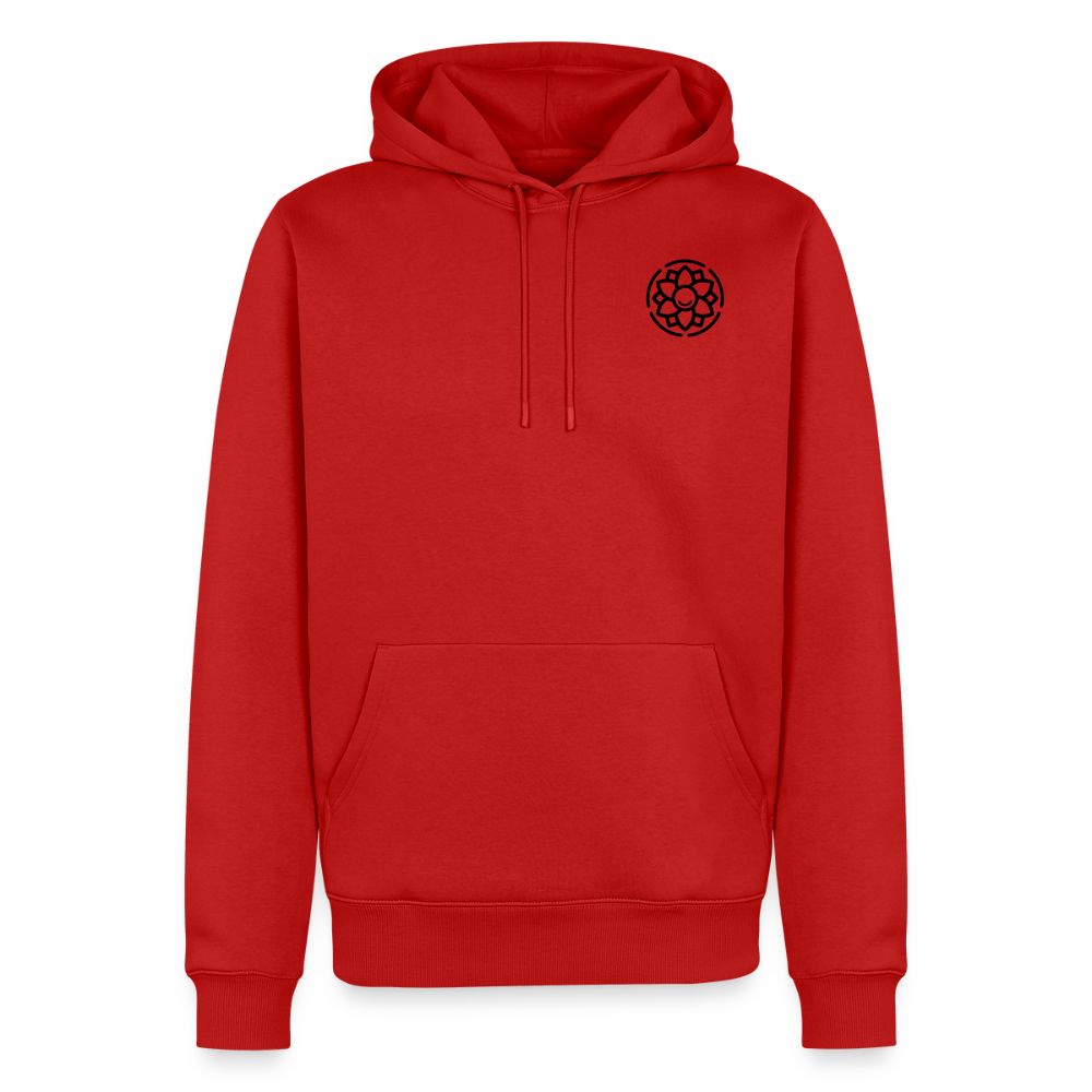 Design-Hoodie „Dankbarkeit“ für Herren aus Bio-Baumwolle, Farbe: rot – Dankfabrik.