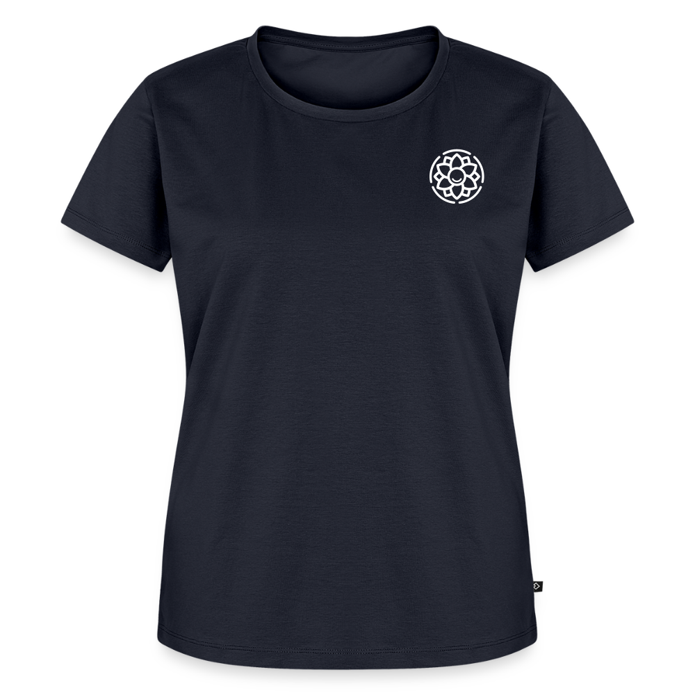 Design T-Shirt „Dankbarkeit“ für Damen aus Bio-Baumwolle, Farbe: navy-blau – Dankfabrik.