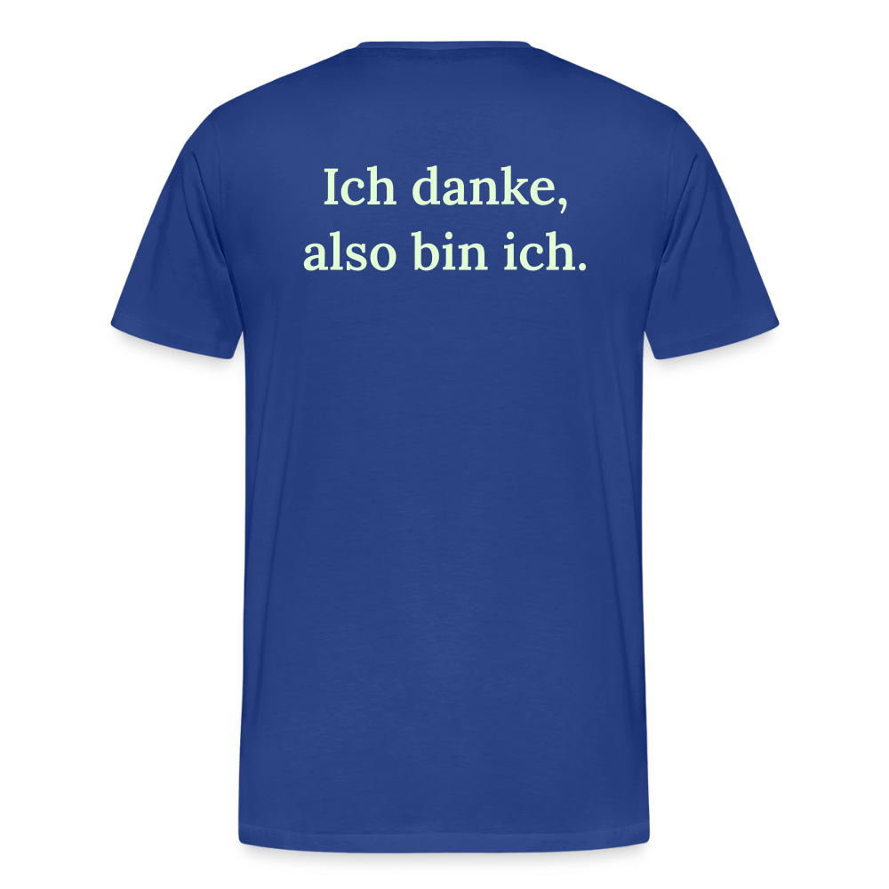 Design T-Shirt „Ich danke, also bin ich“ für Herren aus Bio-Baumwolle, Farbe: blau – Dankfabrik.