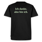 Design T-Shirt „Ich danke, also bin ich“ für Herren aus Bio-Baumwolle, Farbe: schwarz – Dankfabrik.