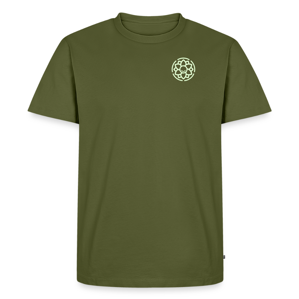 Design T-Shirt „Seid lieb zueinander“ für Herren aus Bio-Baumwolle, Farbe: khaki - Dankfabrik.