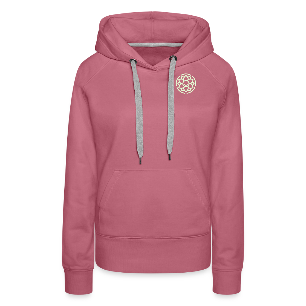 Design Hoodie „Seid lieb zueinander“ für Damen aus Bio-Baumwolle, Farbe: rosa – Dankfabrik.