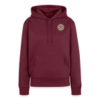 Design-Hoodie „Eat. Sleep. Thank. Repeat.“ für Damen aus Bio-Baumwolle, Farbe: burgunderrot - Dankfabrik.