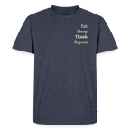 Design T-Shirt „Eat. Sleep. Thank. Repeat.“ für Herren aus Bio-Baumwolle, Farbe: blau - Dankfabrik.