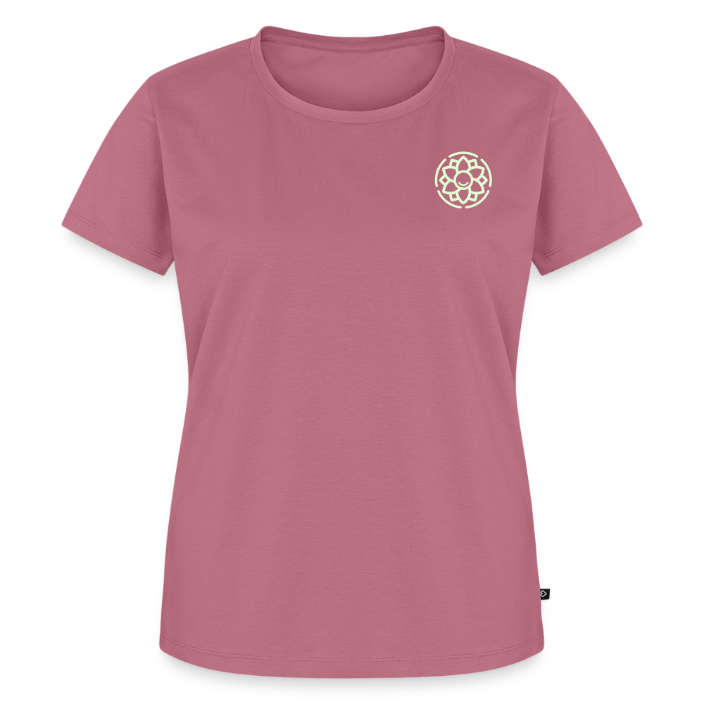 Design T-Shirt „Ich danke, also bin ich“ für Damen aus Bio-Baumwolle, Farbe: rosa – Dankfabrik.