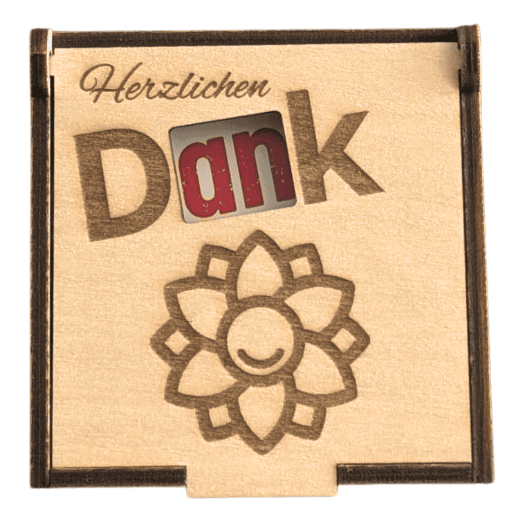 Herzlichen Dank – Holzbox für hanuta®-Waffeln (5 Stück)