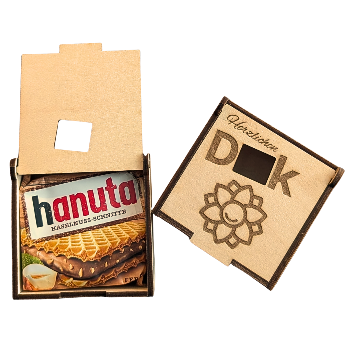Herzlichen Dank – Holzbox für hanuta®-Waffeln (5 Stück)