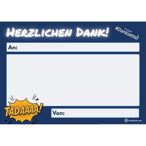 Großer Dankzettel aus hochwertigem Papier für Teams, Workshops und Büros, um Wertschätzung auszudrücken.