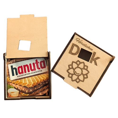Hochwertige Herzlichen Dank Hanuta Box aus Echtholz mit Gravur. Nachhaltige Aufbewahrung von Dankfabrik für mehr Wertschätzung.