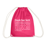 Design-Turnbeutel „Dankbarkeit“ in pink aus Bio-Baumwolle. Nachhaltiger Stoffbeutel als treuer Alltagsbegleiter.